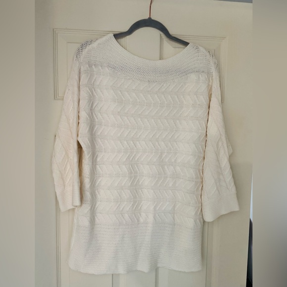 New York & Company Creamy White Boat Neck Sweater / Size Large - Picture 2 of 13